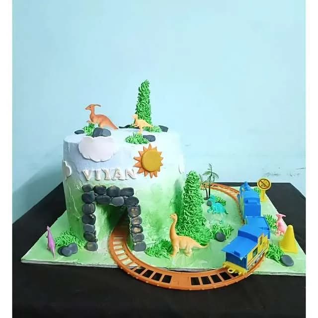Mountain & Train Theme Cake
